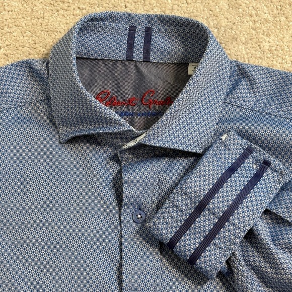 Robert‎ Graham Tailored Fit Button Down Men Shirt Modern American Pattern blue M - Picture 1 of 9